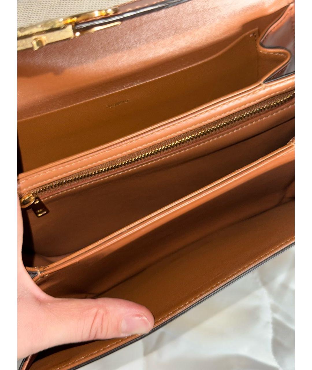 CELINE Бежевая кожаная сумка через плечо, фото 4