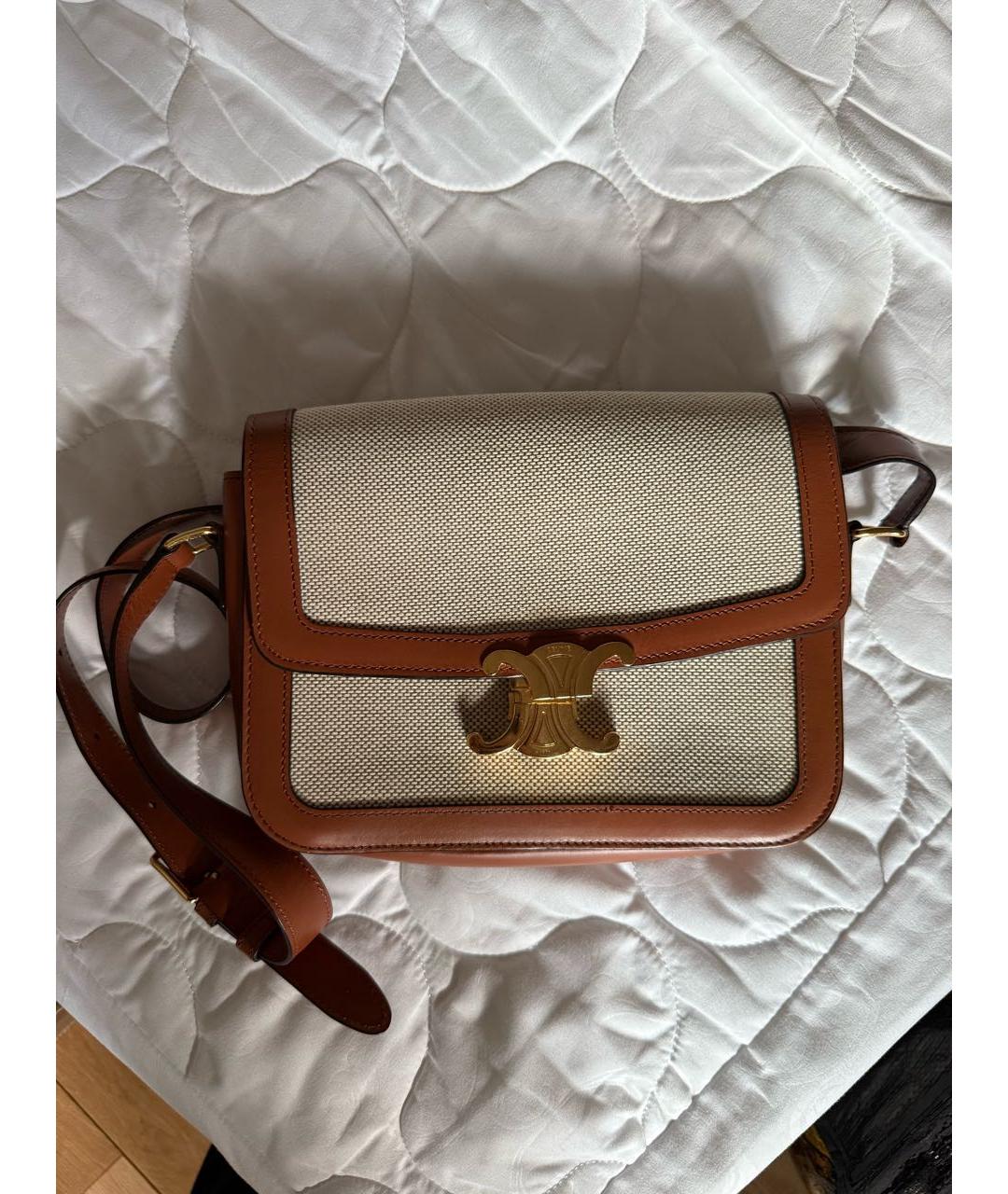 CELINE Бежевая кожаная сумка через плечо, фото 9