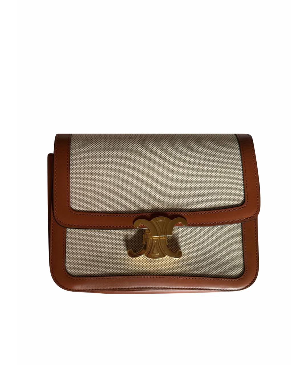 CELINE Бежевая кожаная сумка через плечо, фото 1