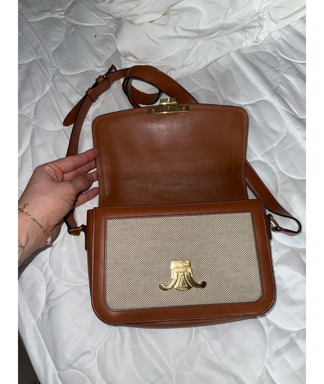 CELINE Бежевая кожаная сумка через плечо, фото 6