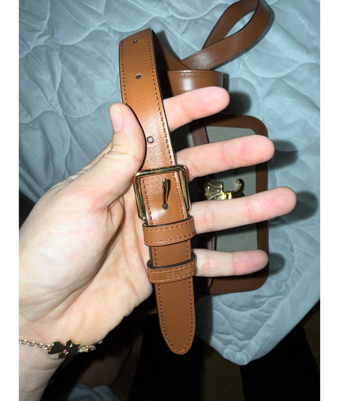 CELINE Бежевая кожаная сумка через плечо, фото 5