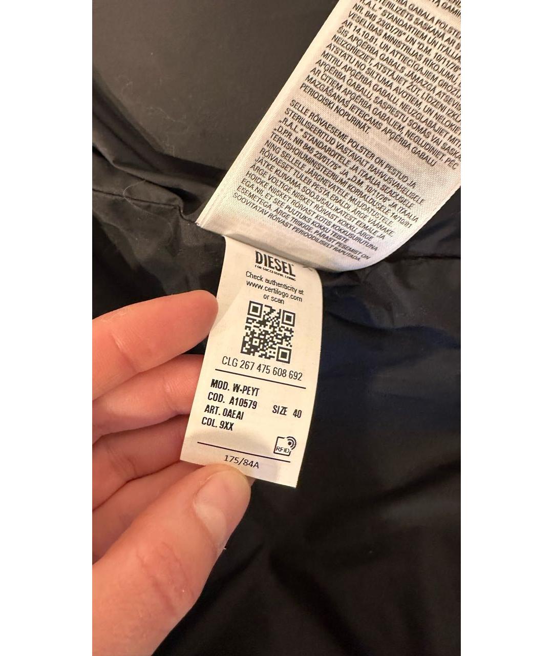 DIESEL Черный полиэстеровый пуховик, фото 4