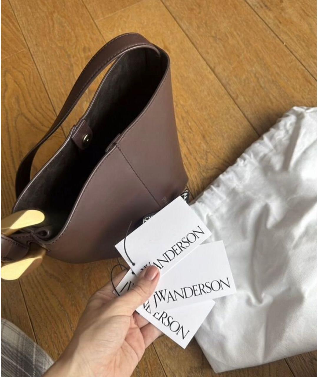 J.W.ANDERSON Бордовая кожаная сумка с короткими ручками, фото 2