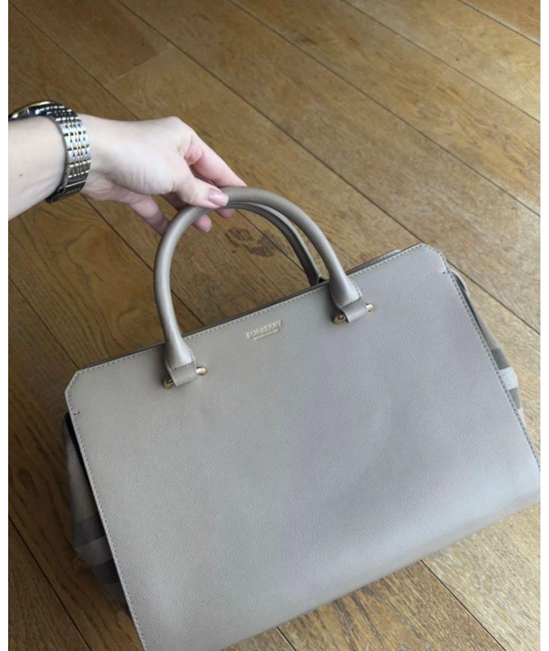 BURBERRY Бежевая кожаная сумка с короткими ручками, фото 5