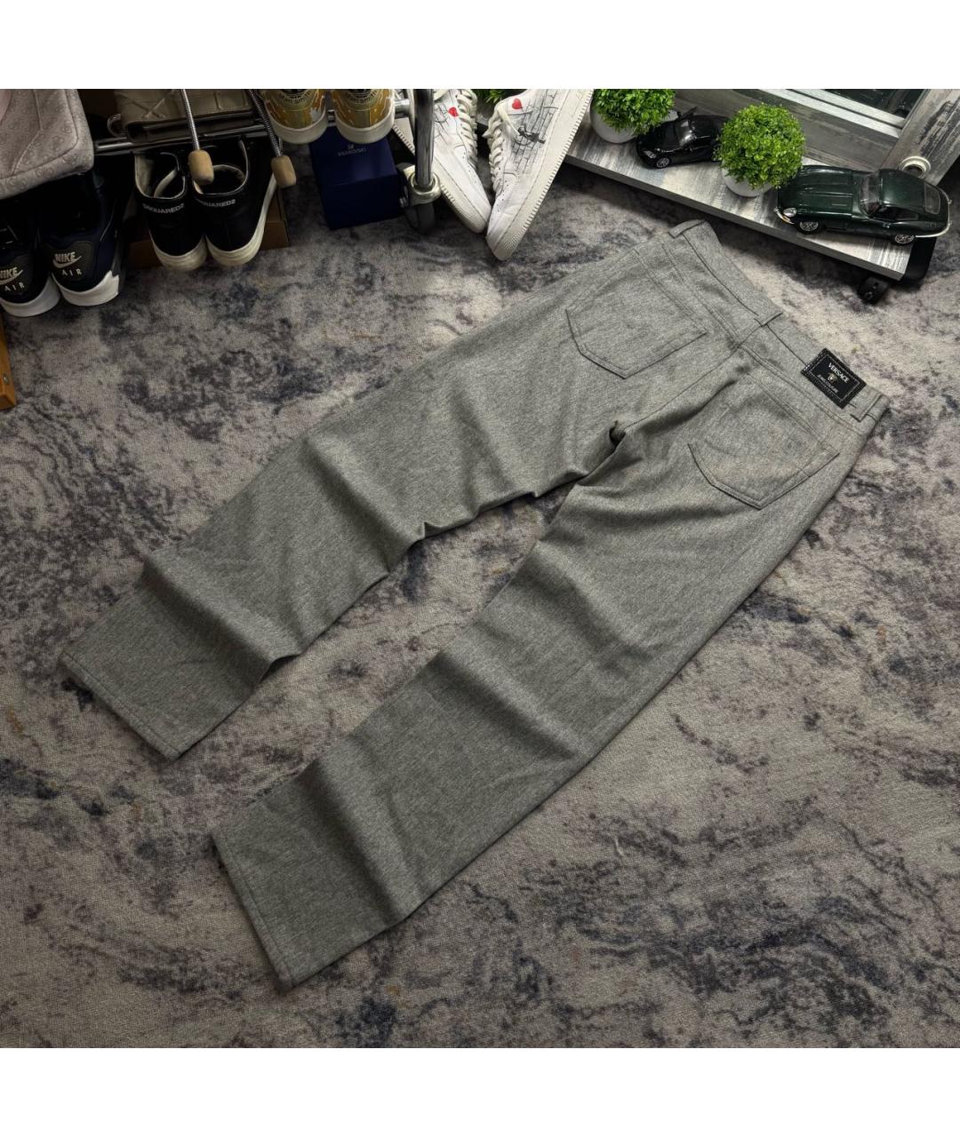 VERSACE JEANS COUTURE Антрацитовые шерстяные классические брюки, фото 3