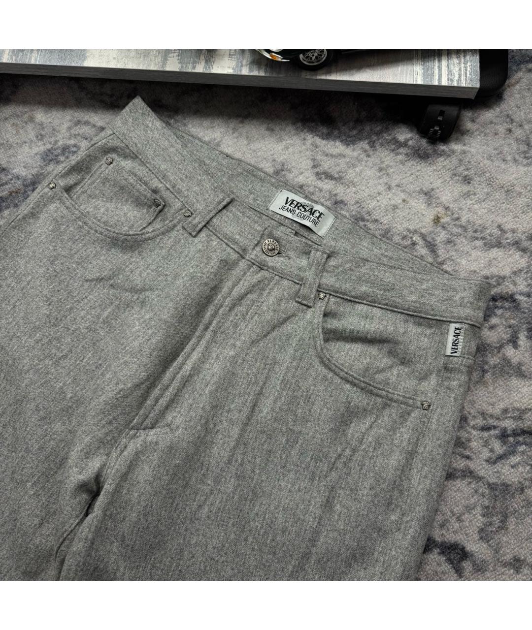 VERSACE JEANS COUTURE Антрацитовые шерстяные классические брюки, фото 4