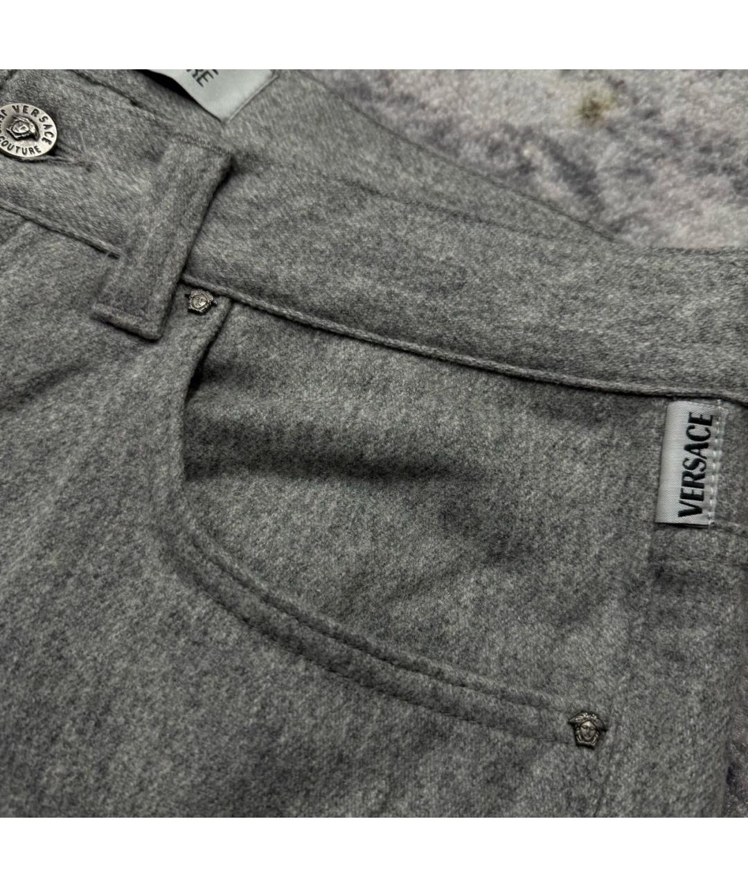 VERSACE JEANS COUTURE Антрацитовые шерстяные классические брюки, фото 6