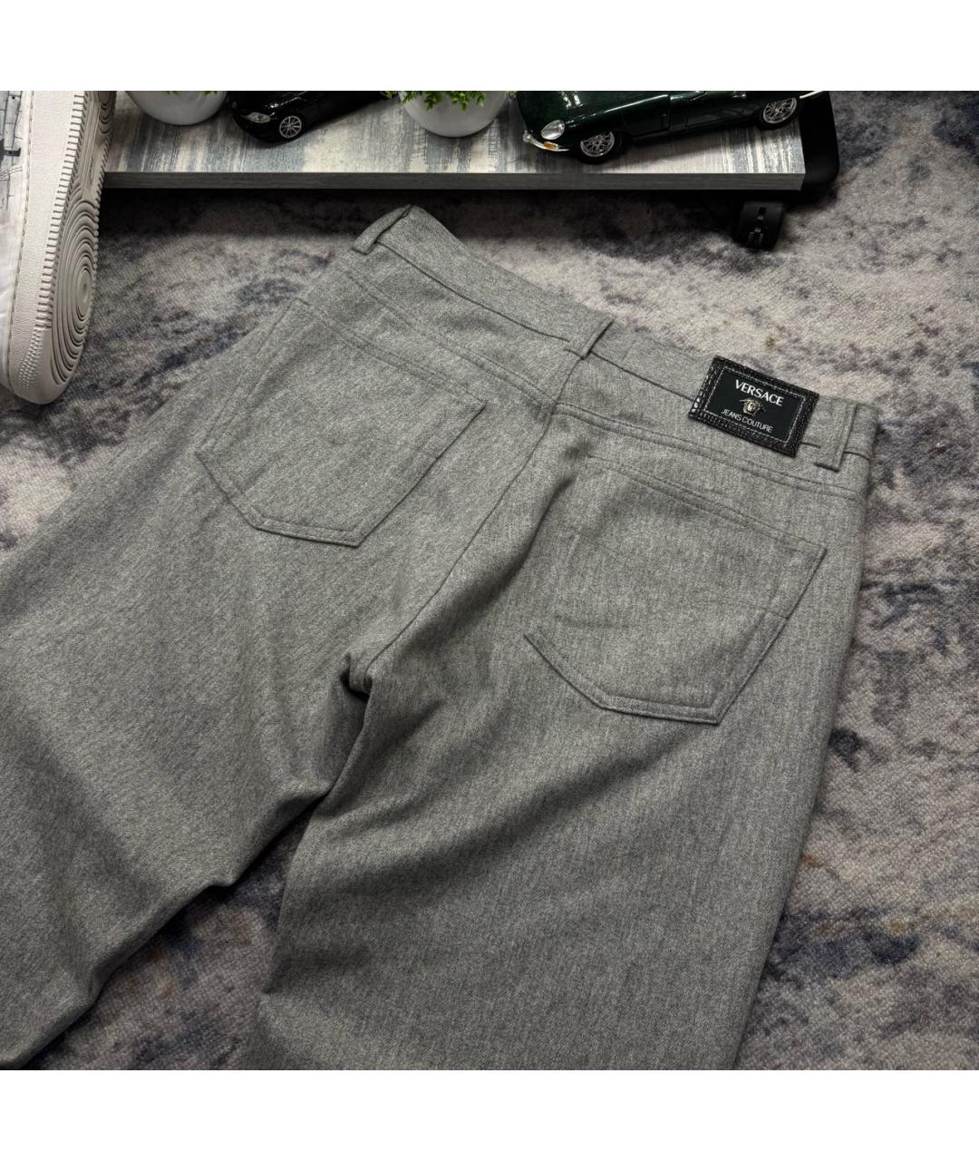 VERSACE JEANS COUTURE Антрацитовые шерстяные классические брюки, фото 5