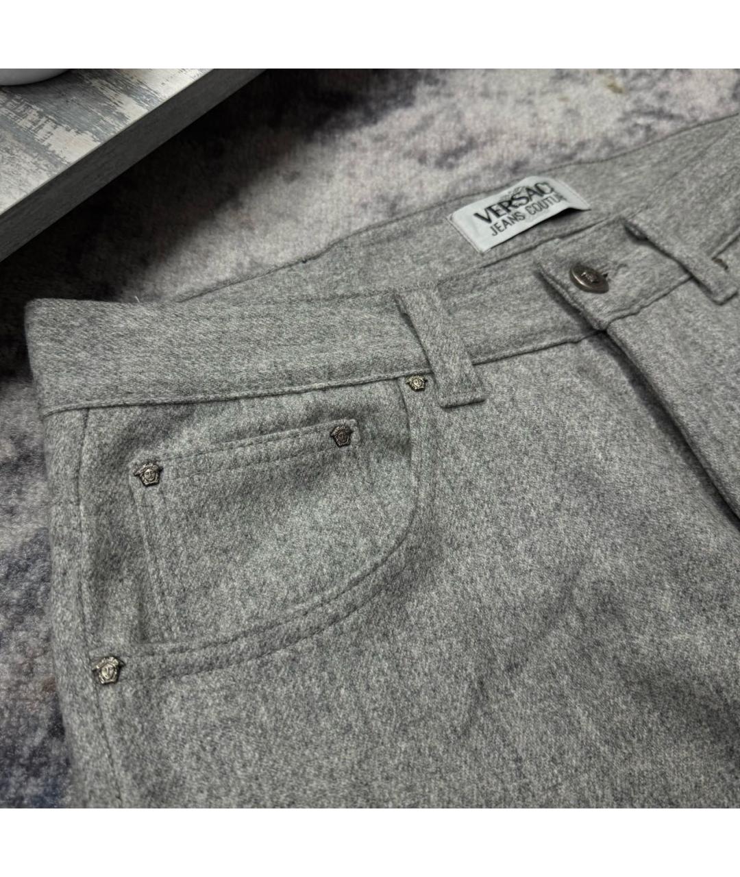 VERSACE JEANS COUTURE Антрацитовые шерстяные классические брюки, фото 7