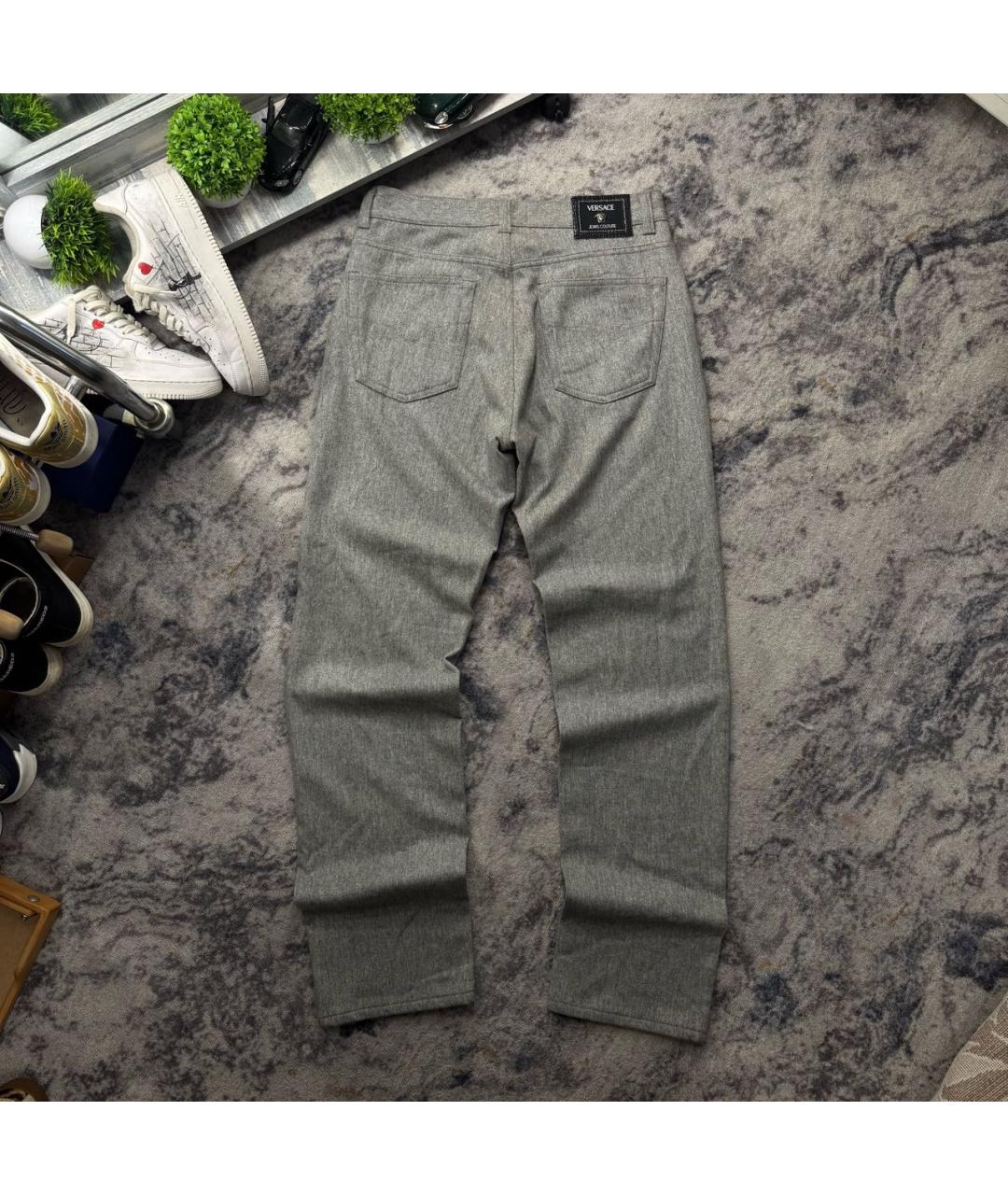 VERSACE JEANS COUTURE Антрацитовые шерстяные классические брюки, фото 2