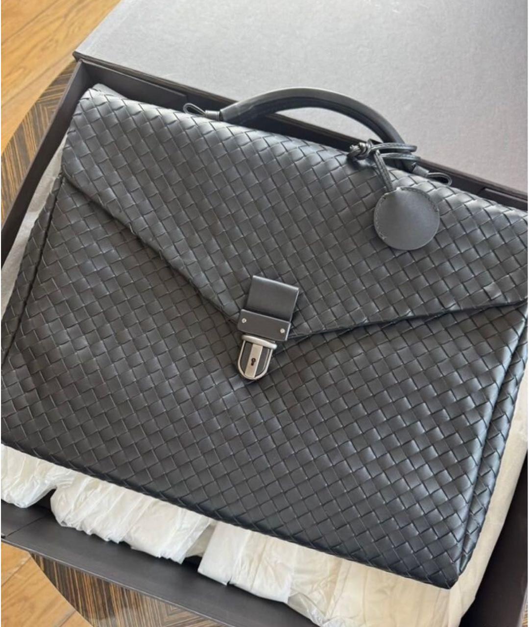 BOTTEGA VENETA Черный кожаный портфель, фото 5