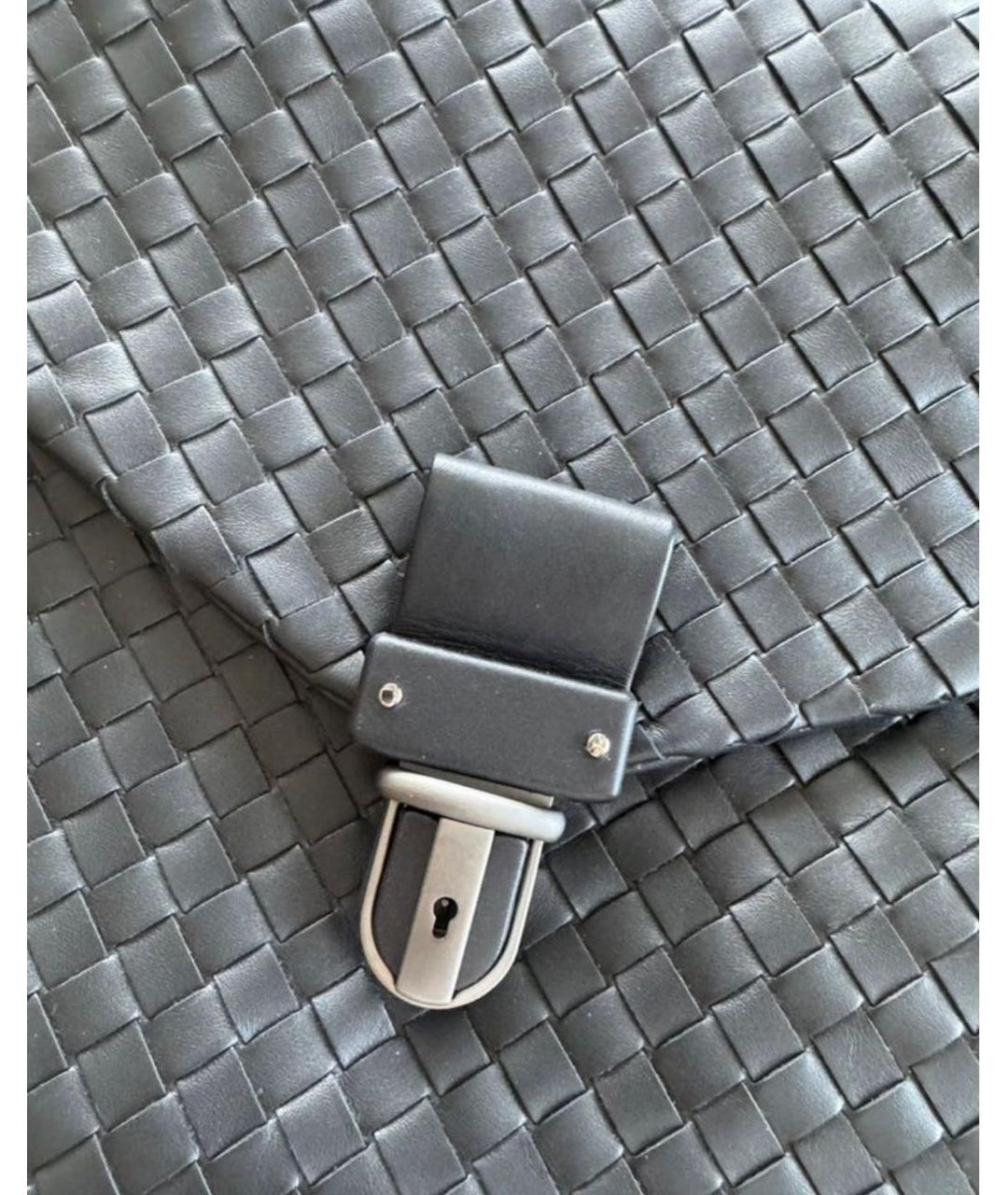 BOTTEGA VENETA Черный кожаный портфель, фото 3