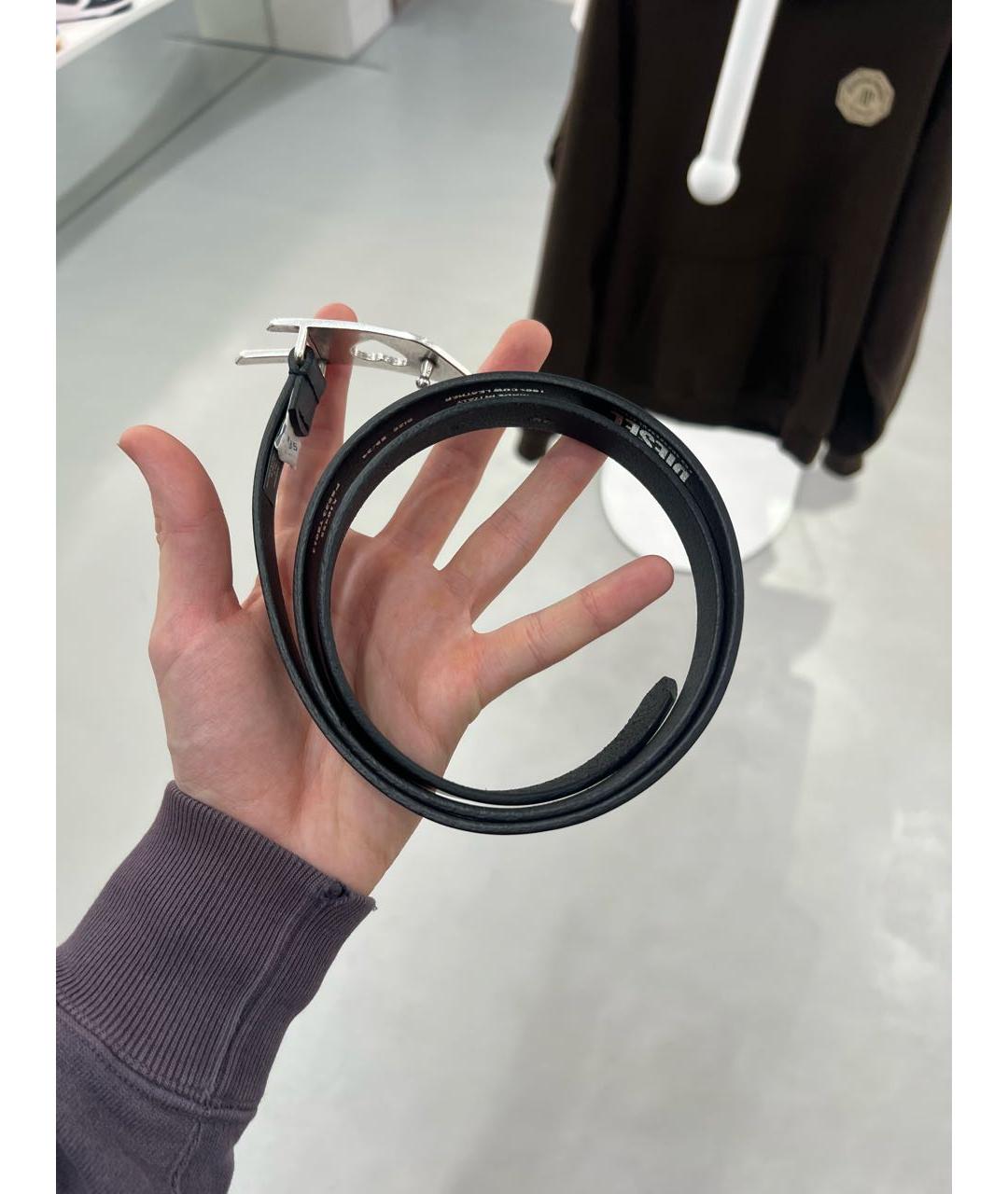 DIESEL Черный кожаный ремень, фото 3