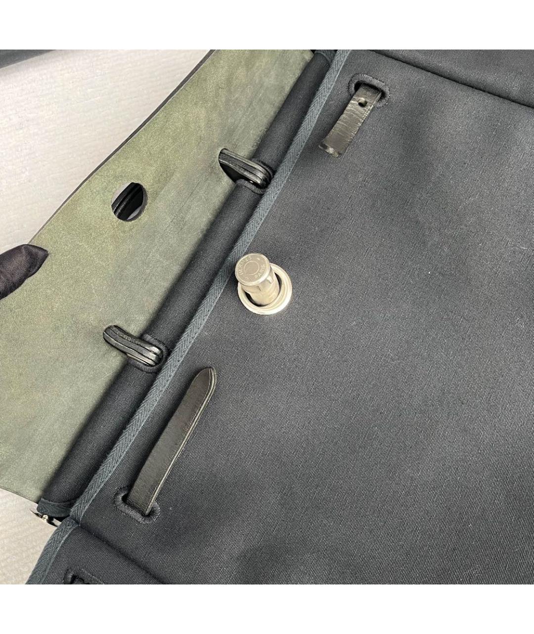 HERMES Черная тканевая сумка с короткими ручками, фото 4