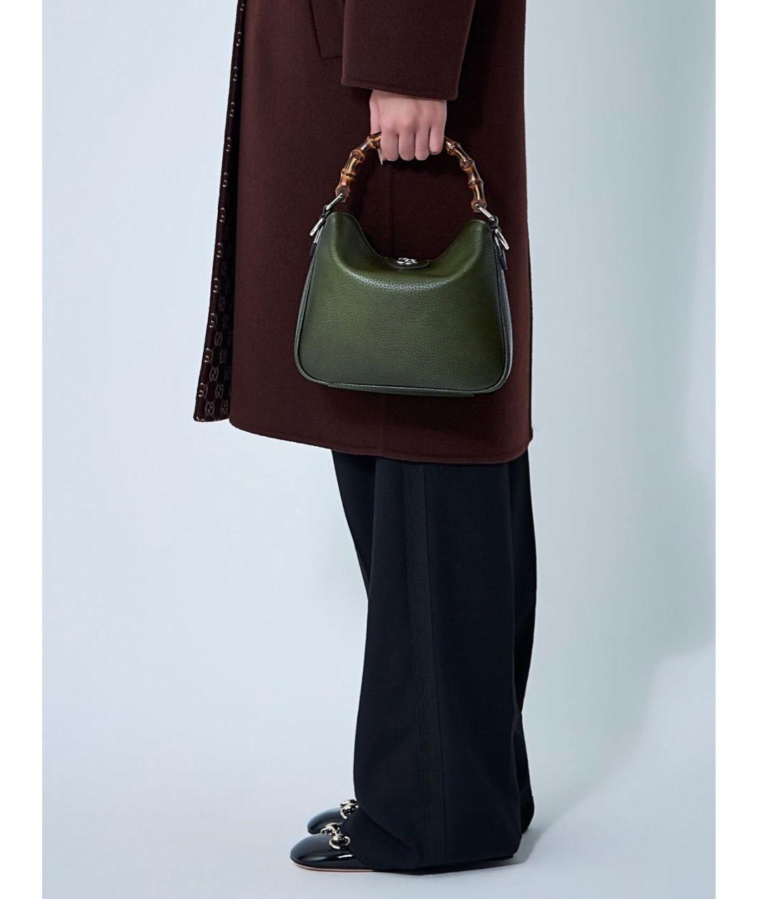 GUCCI Хаки кожаная сумка через плечо, фото 4