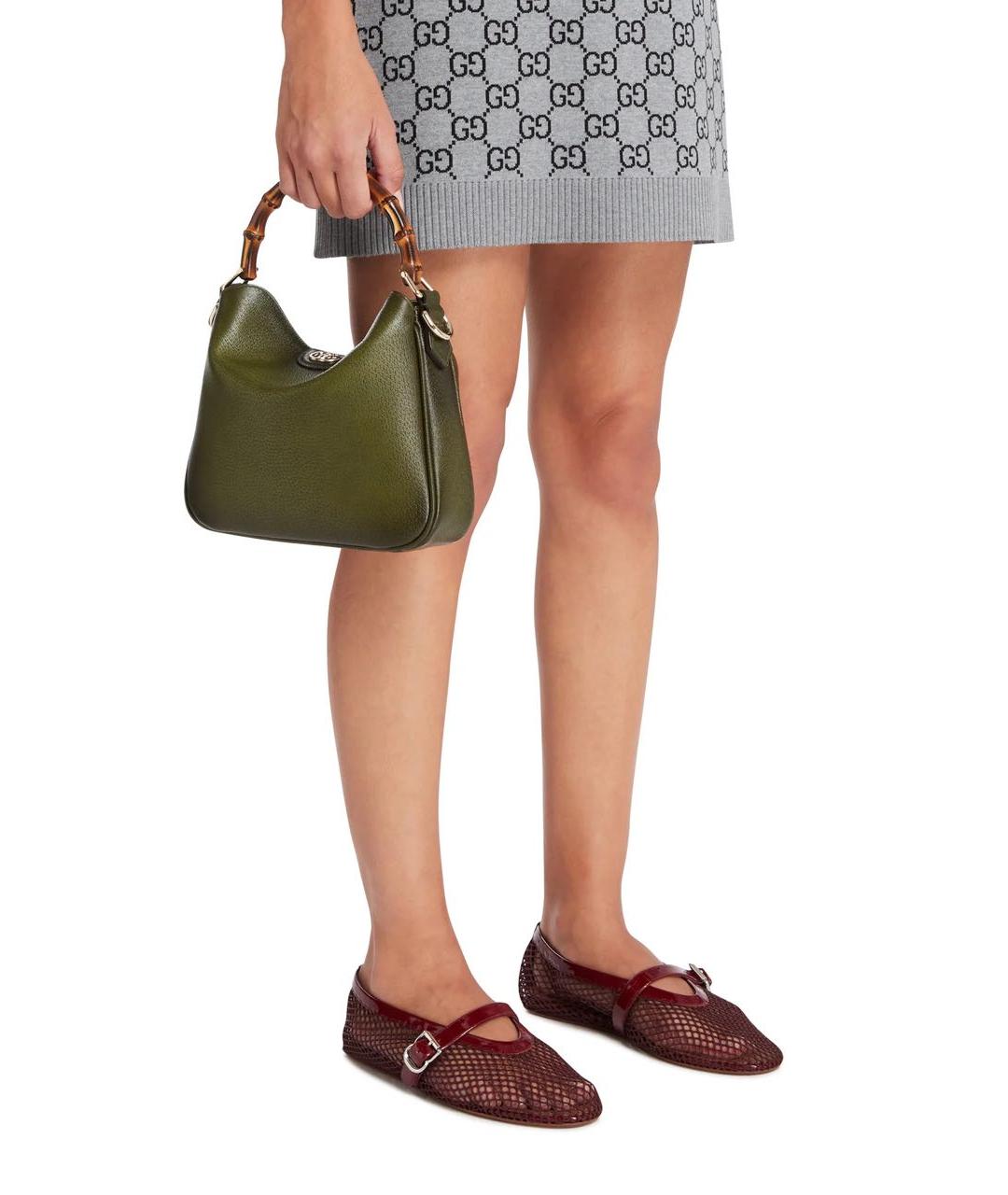 GUCCI Хаки кожаная сумка через плечо, фото 2