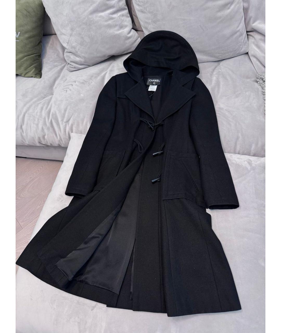 CHANEL Черное шерстяное пальто, фото 3
