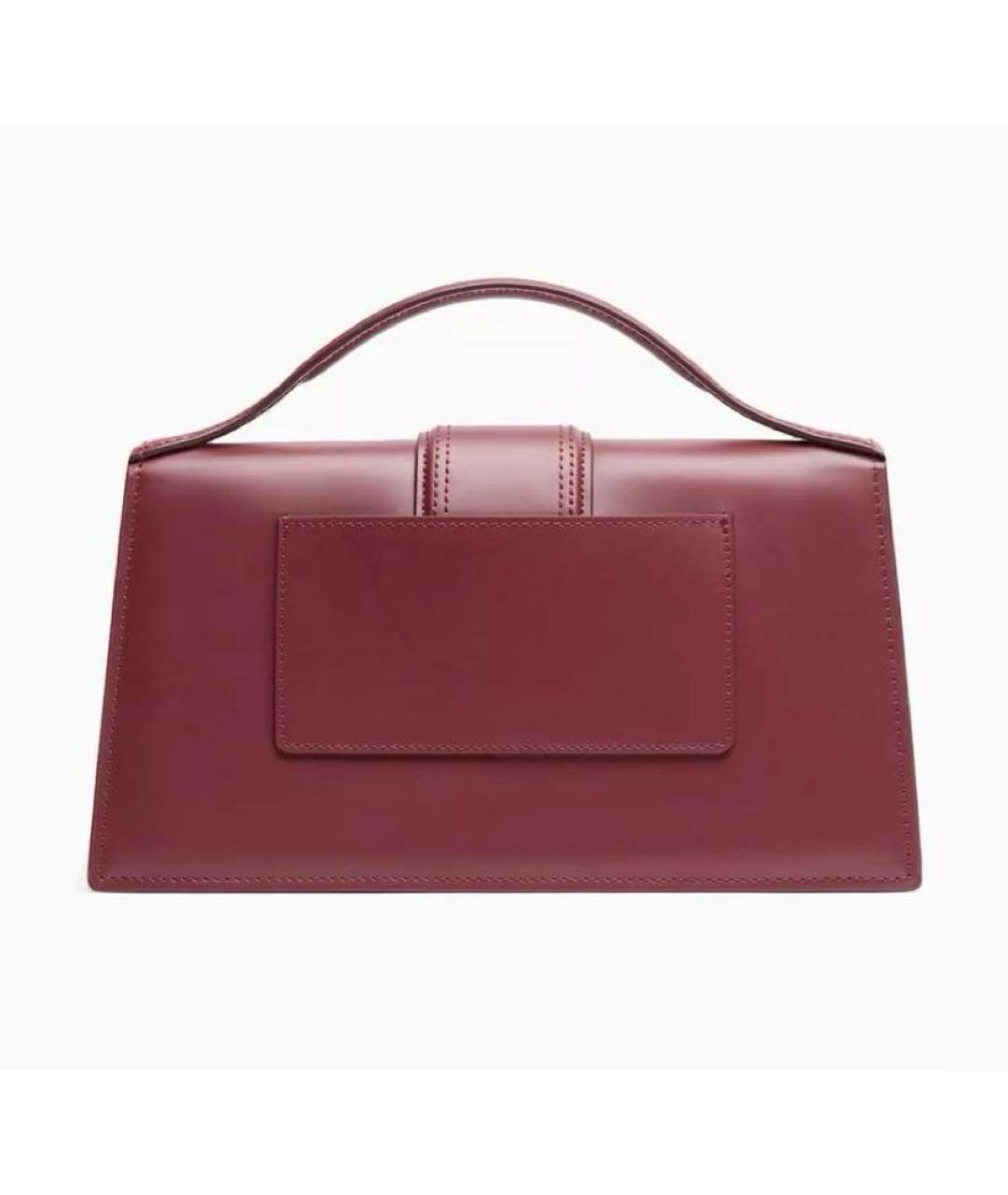 JACQUEMUS Бордовая кожаная сумка с короткими ручками, фото 3