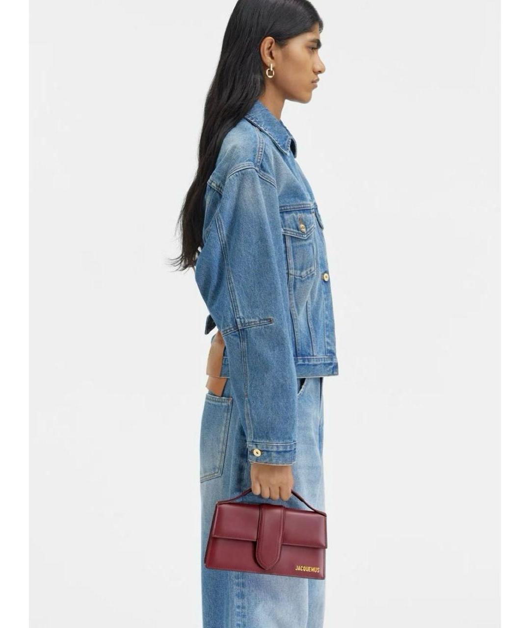 JACQUEMUS Бордовая кожаная сумка с короткими ручками, фото 5