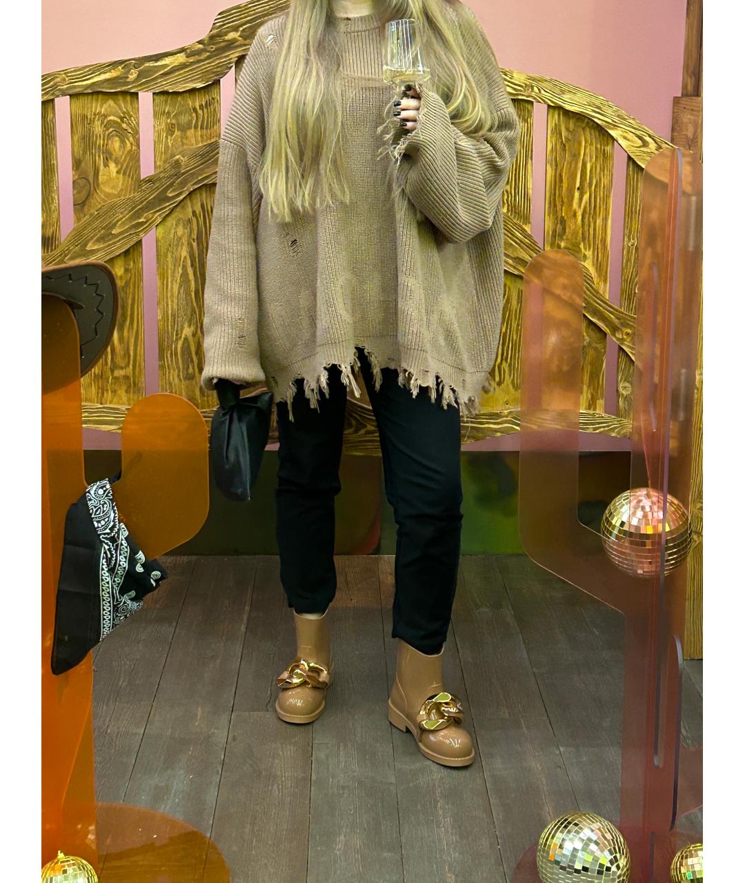 J.W.ANDERSON Коричневые резиновые полусапоги, фото 6