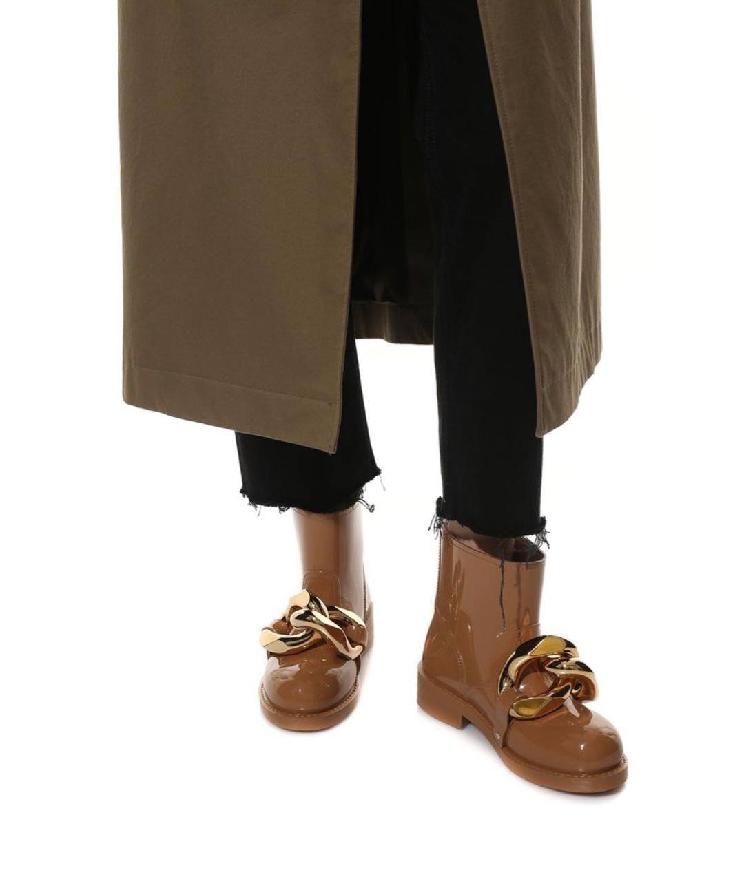 J.W.ANDERSON Коричневые резиновые полусапоги, фото 4