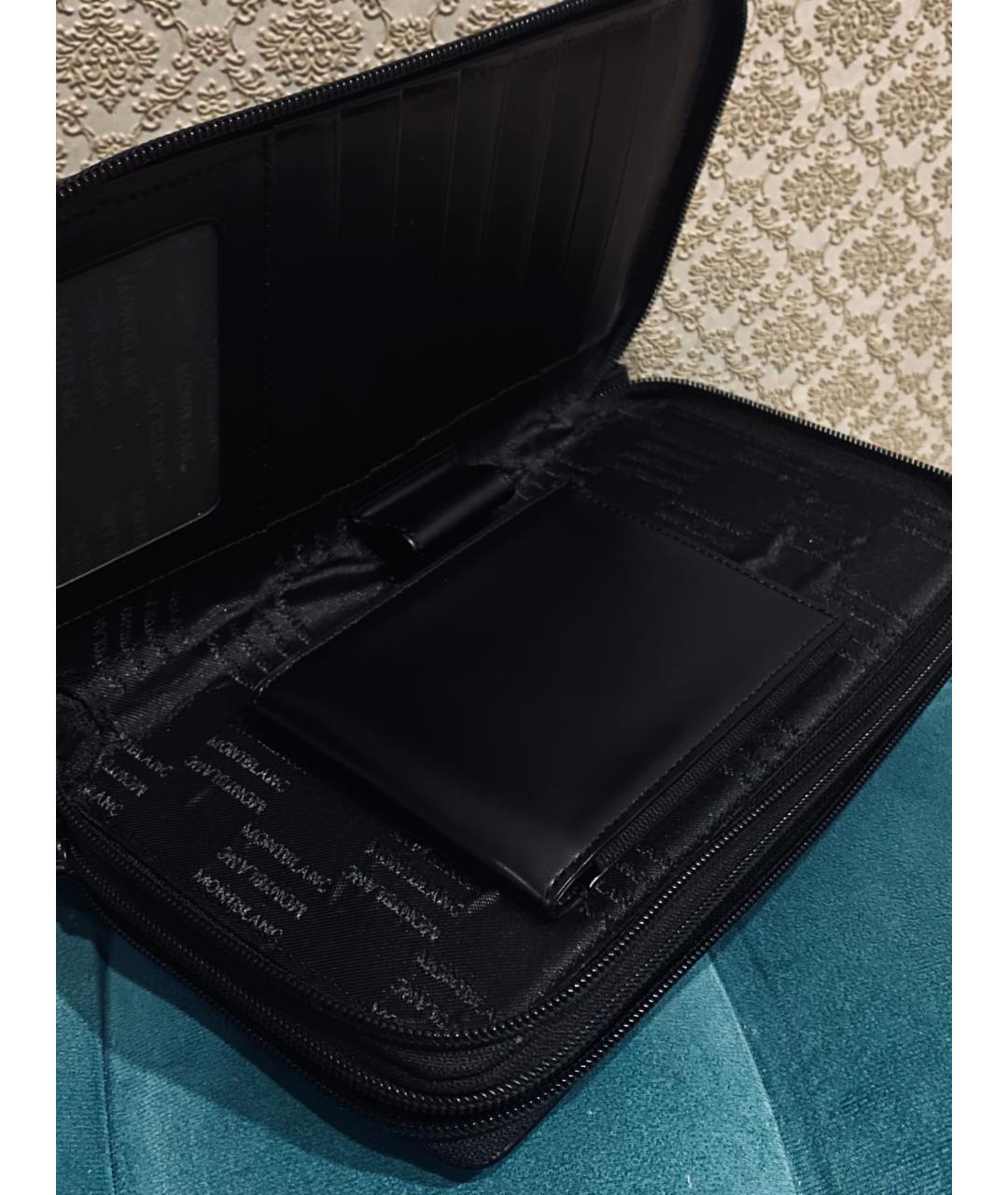 MONTBLANC Черный кожаный кошелек, фото 4