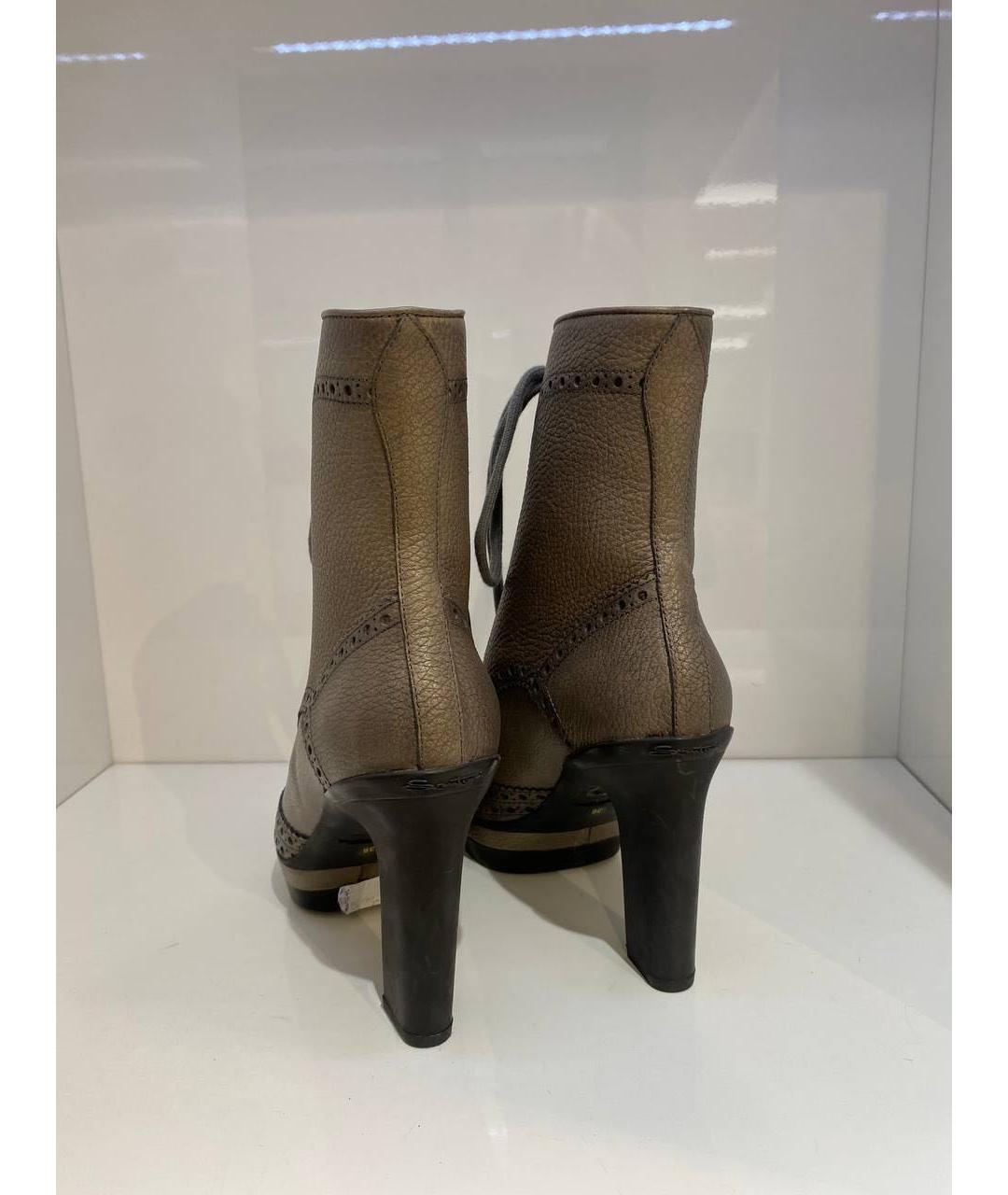 SANTONI Коричневые кожаные ботинки, фото 3