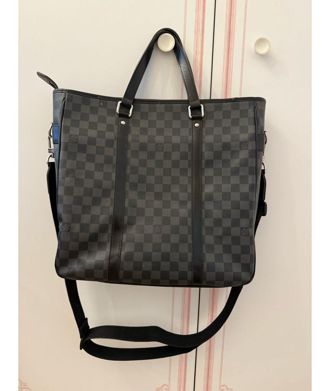 LOUIS VUITTON Черная кожаная сумка тоут, фото 2