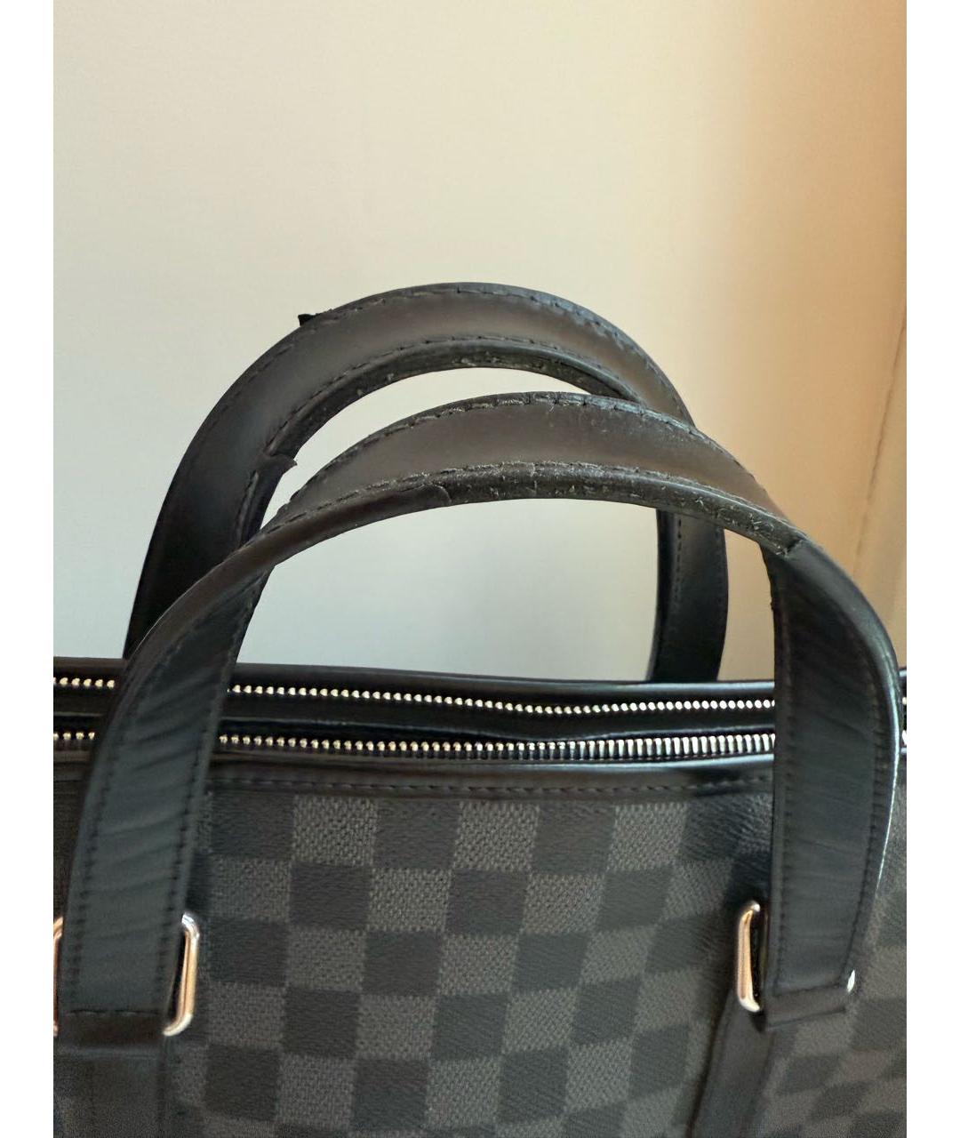 LOUIS VUITTON Черная кожаная сумка тоут, фото 7