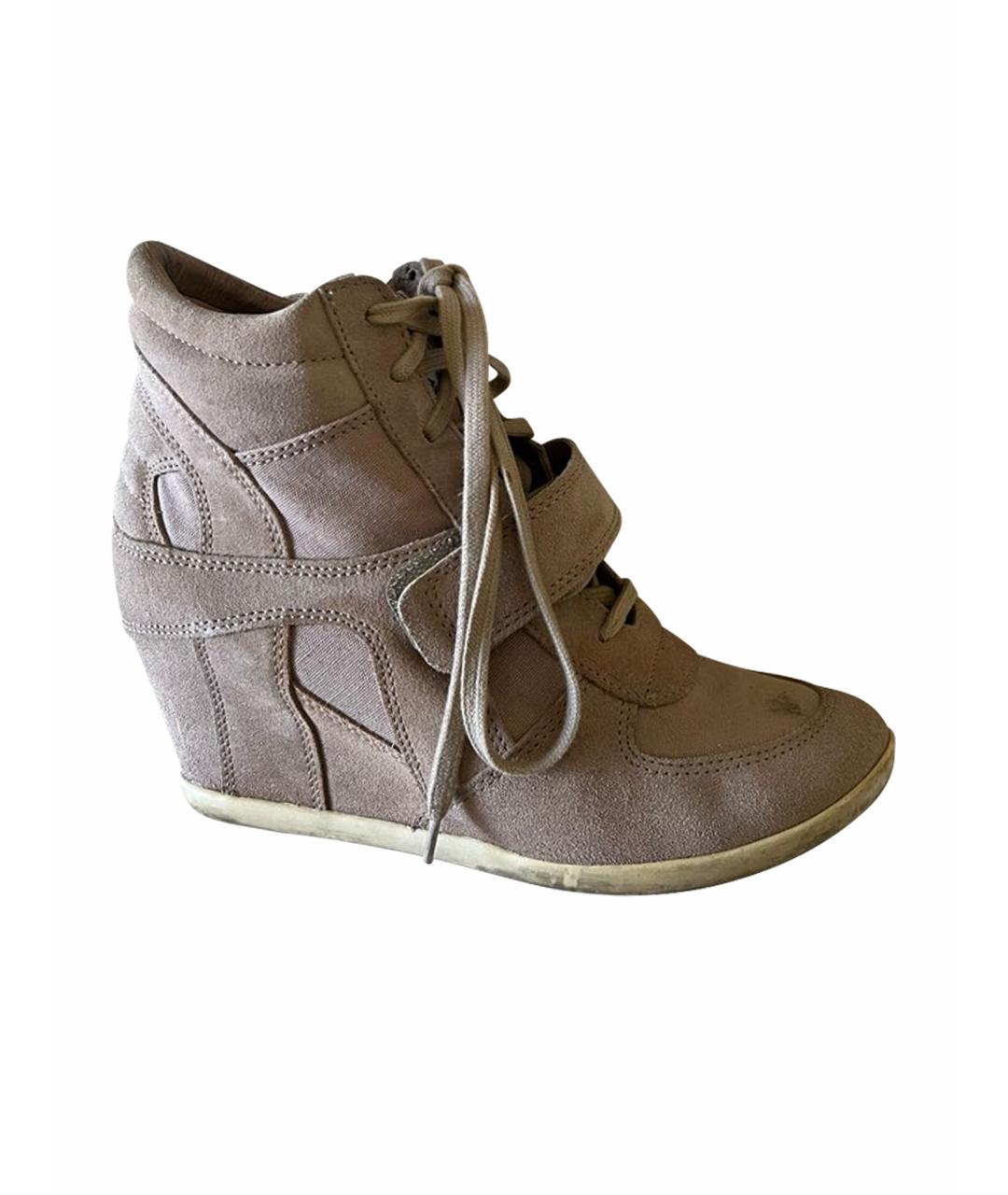 ASH Бежевые замшевые кроссовки, фото 1