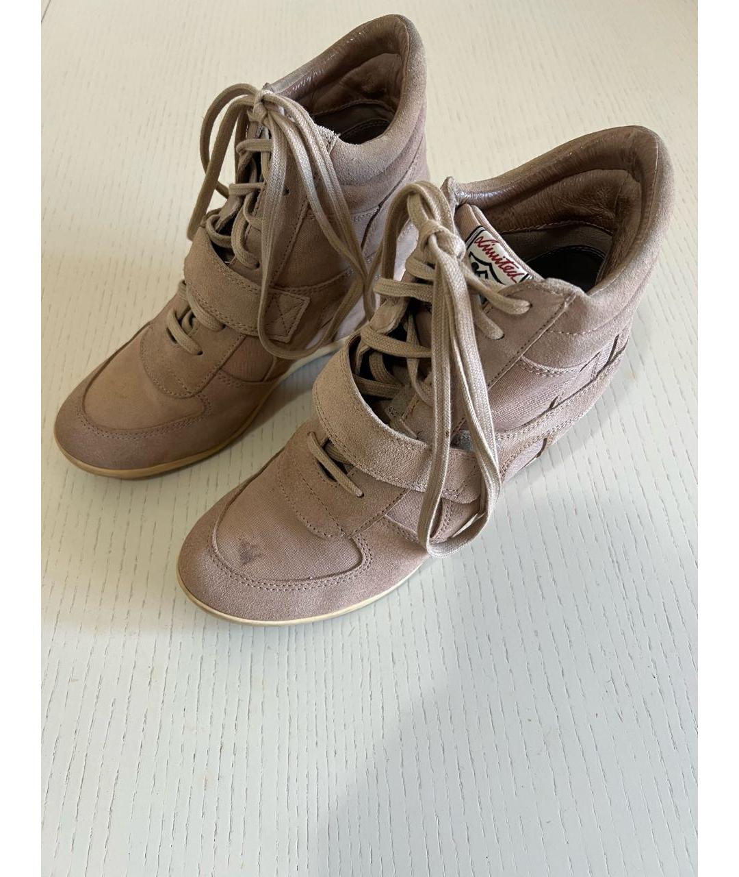 ASH Бежевые замшевые кроссовки, фото 6