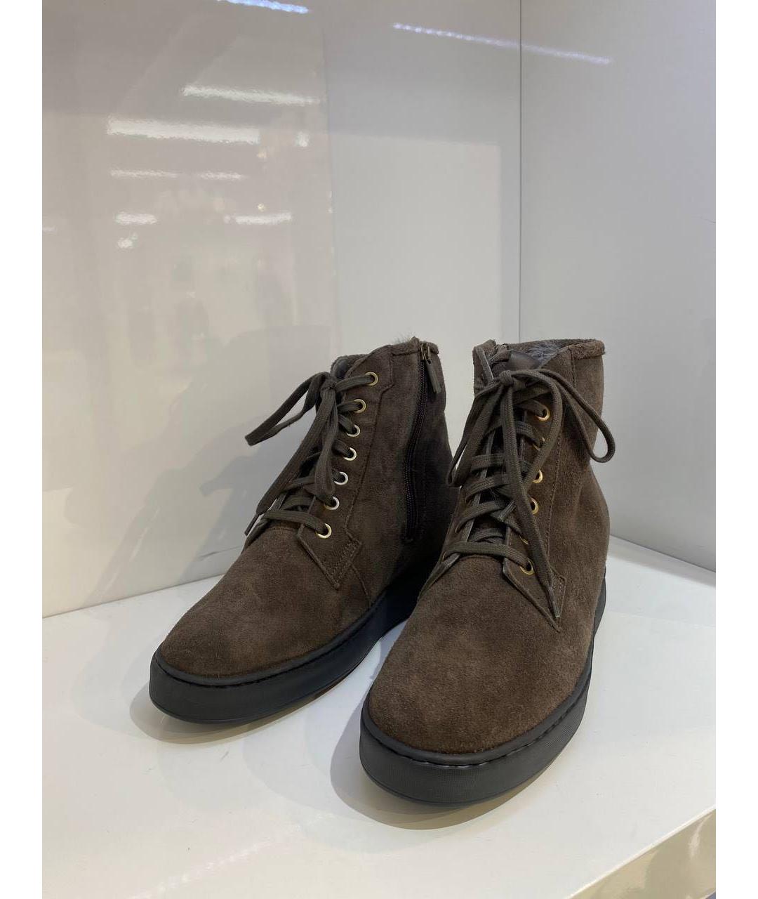 SANTONI Коричневые замшевые ботинки, фото 2