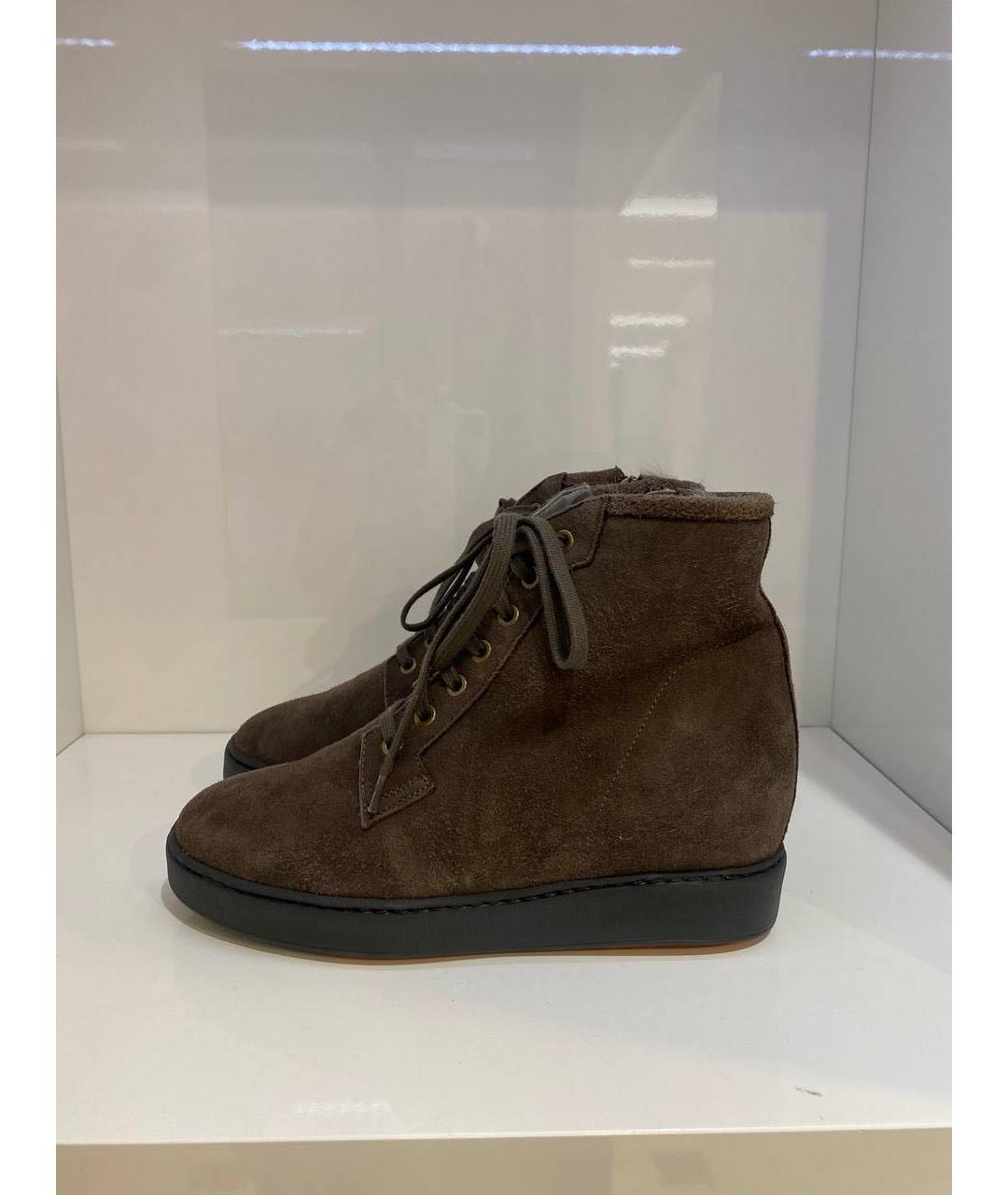 SANTONI Коричневые замшевые ботинки, фото 4