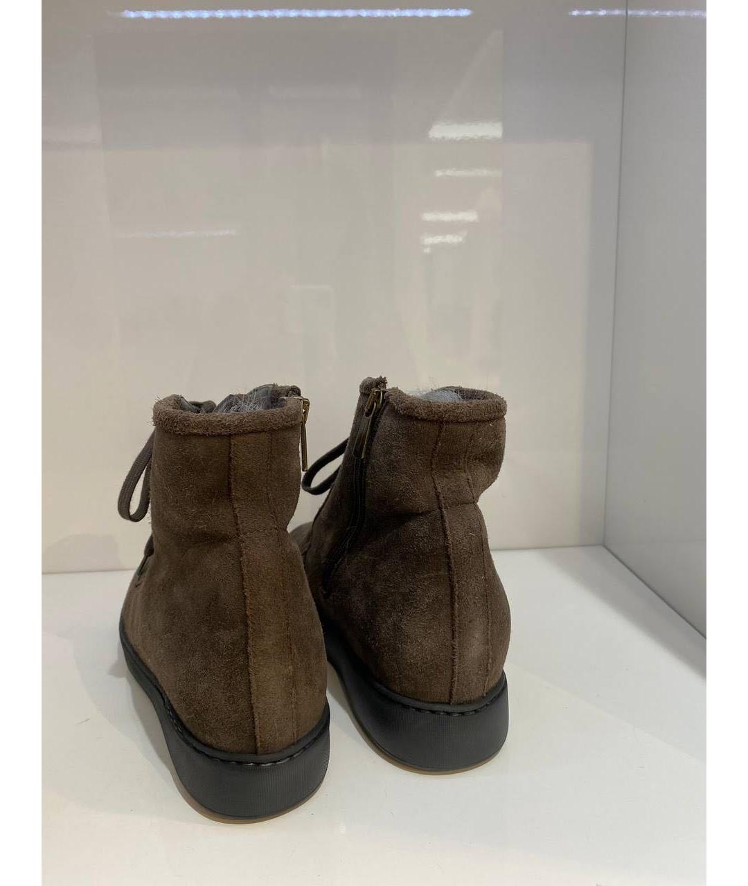 SANTONI Коричневые замшевые ботинки, фото 3