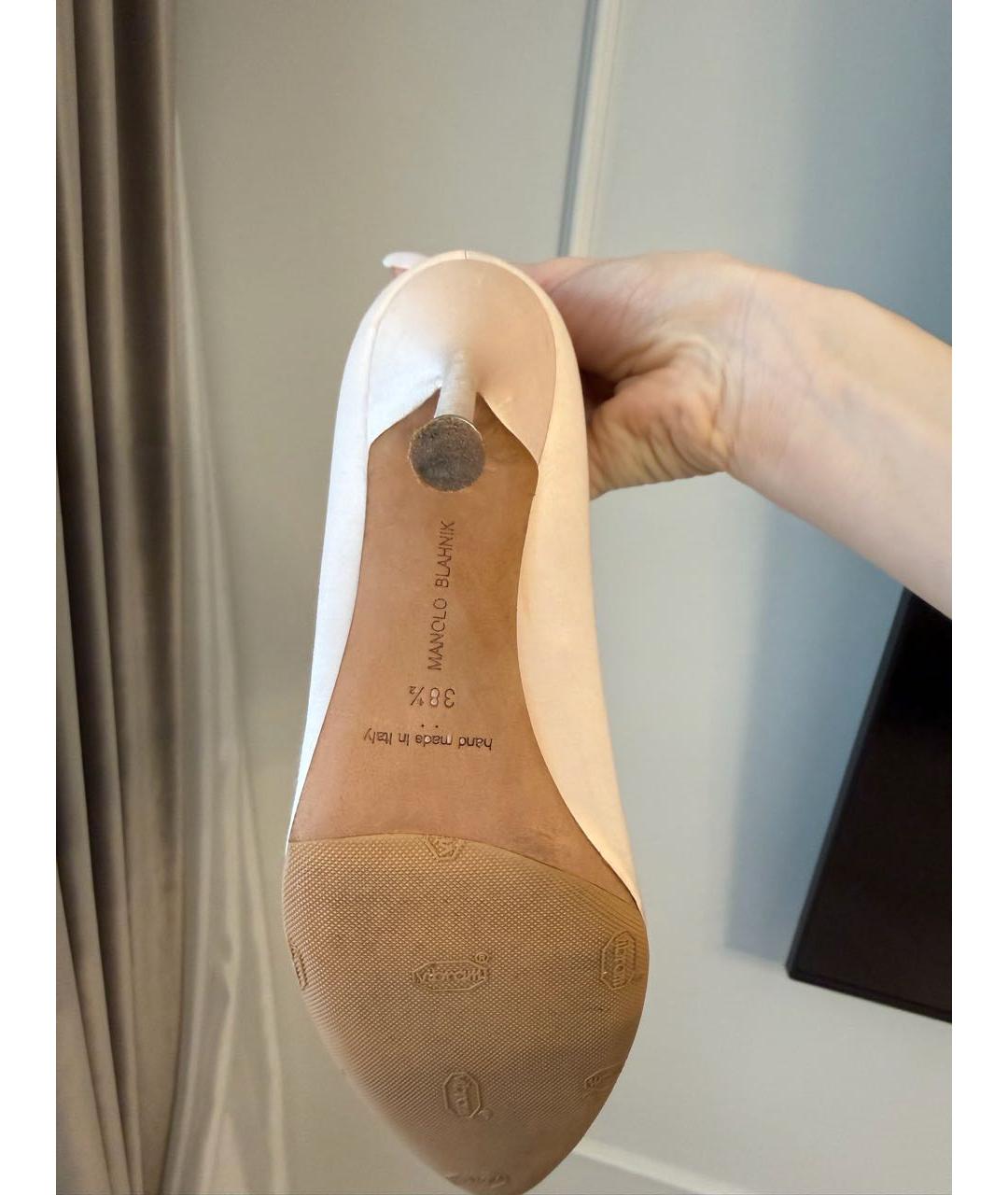 MANOLO BLAHNIK Бежевые текстильные туфли, фото 3