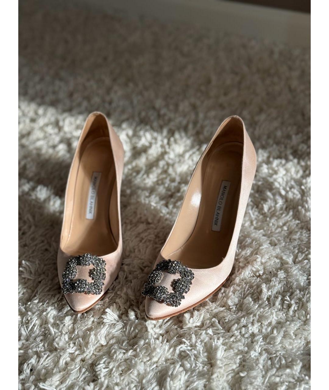 MANOLO BLAHNIK Бежевые текстильные туфли, фото 6