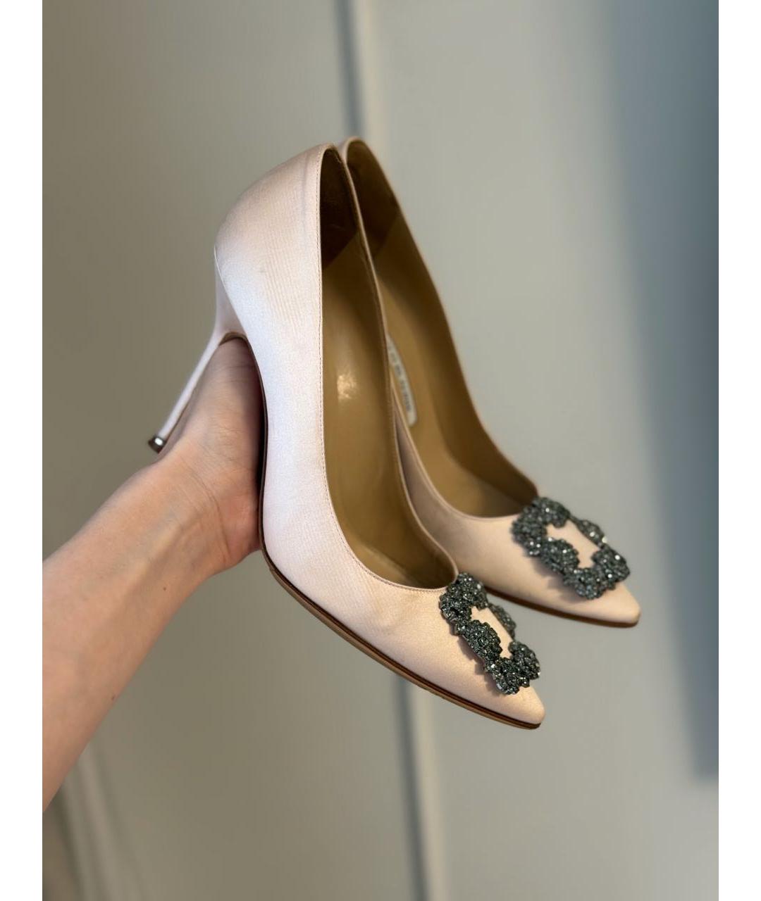 MANOLO BLAHNIK Бежевые текстильные туфли, фото 9