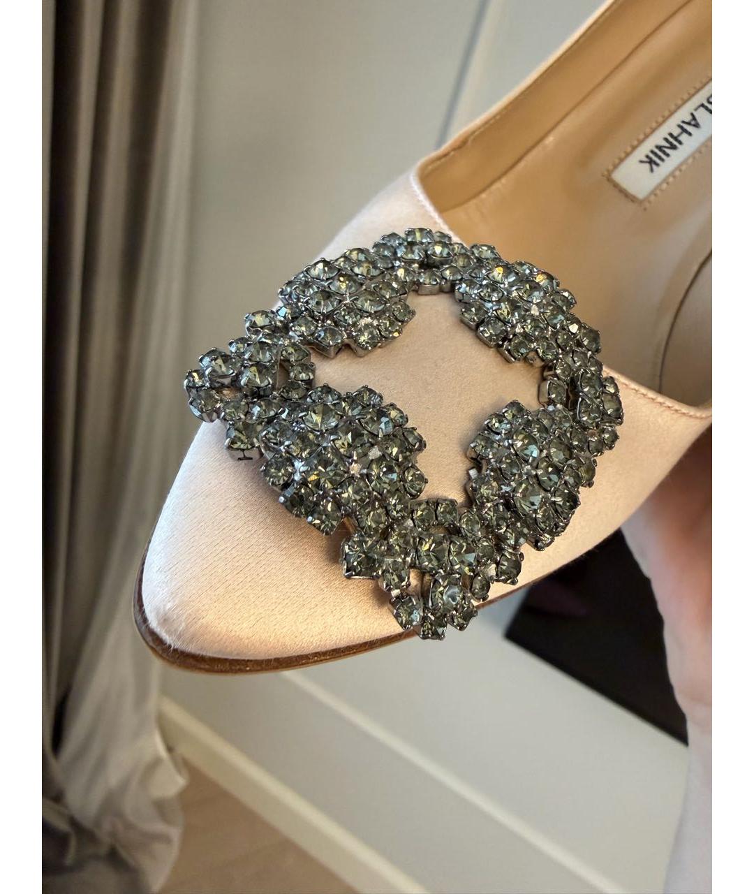 MANOLO BLAHNIK Бежевые текстильные туфли, фото 5