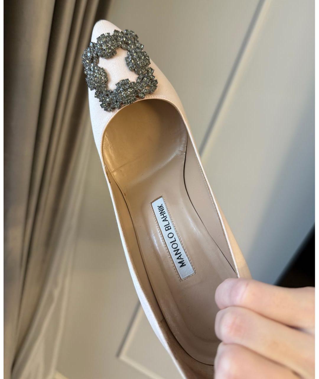 MANOLO BLAHNIK Бежевые текстильные туфли, фото 8