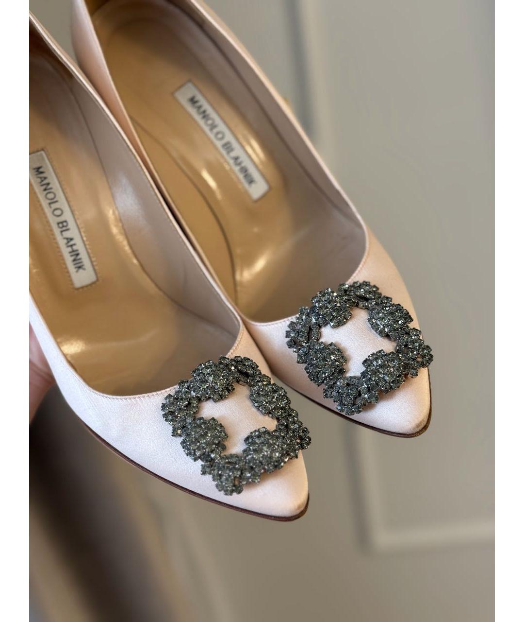 MANOLO BLAHNIK Бежевые текстильные туфли, фото 4