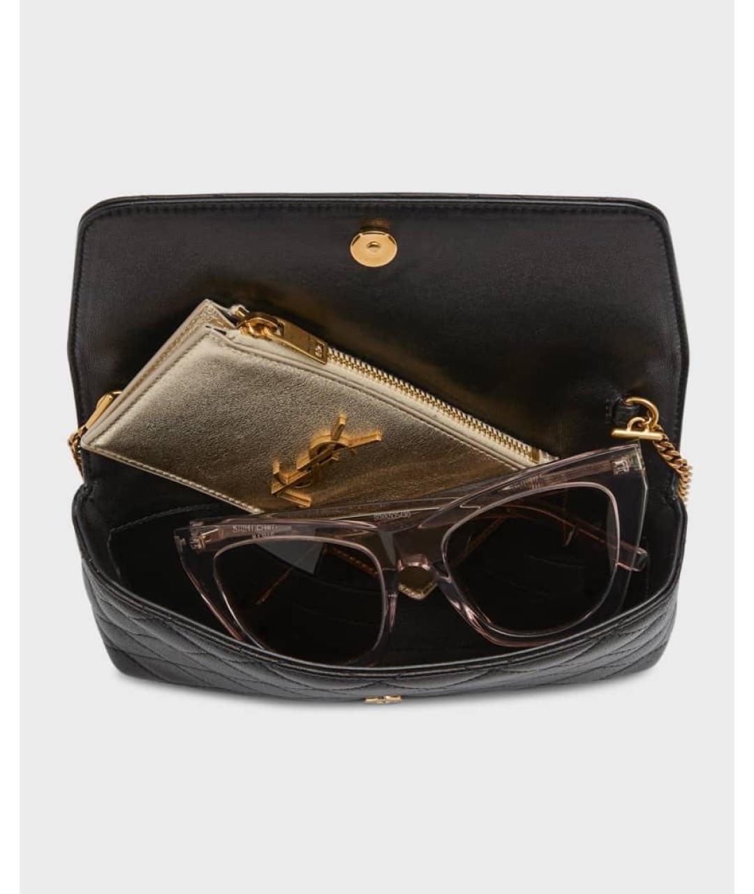 SAINT LAURENT Черная кожаная сумка через плечо, фото 5