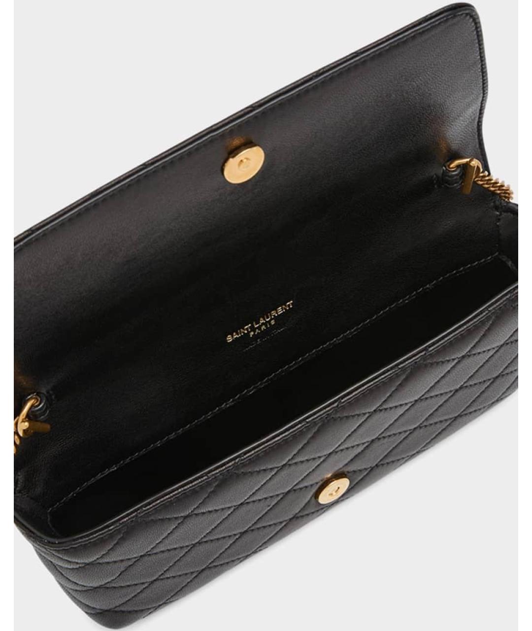 SAINT LAURENT Черная кожаная сумка через плечо, фото 6