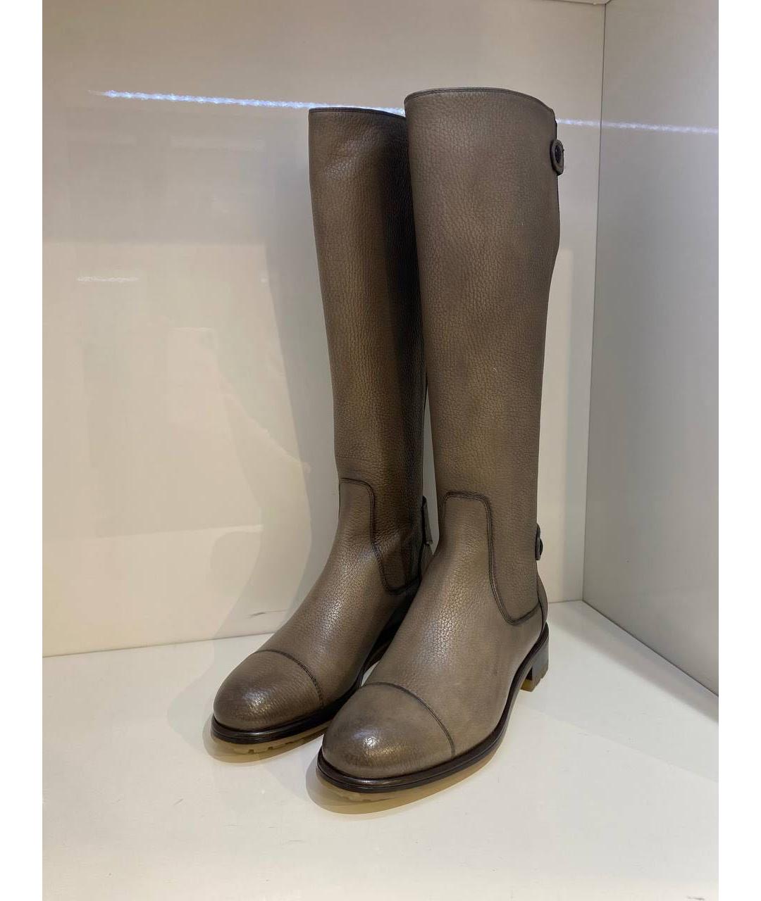 SANTONI Коричневые кожаные сапоги, фото 2