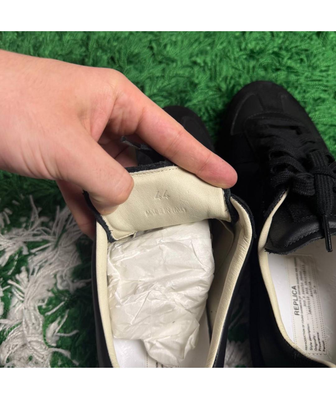 MAISON MARGIELA Черные кожаные низкие кроссовки / кеды, фото 5