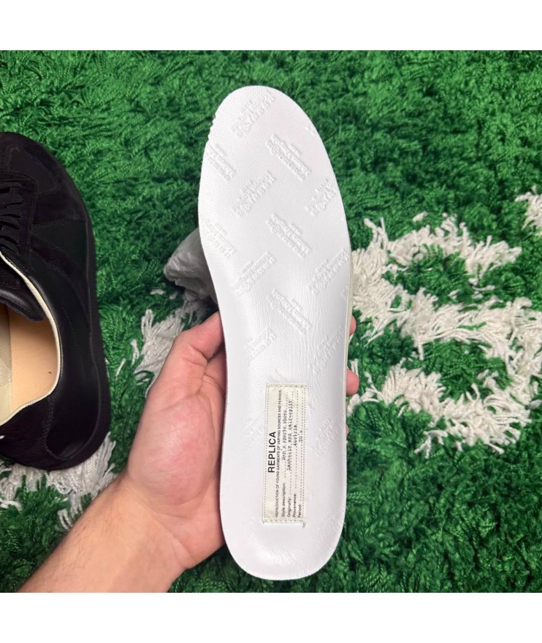 MAISON MARGIELA Черные кожаные низкие кроссовки / кеды, фото 6