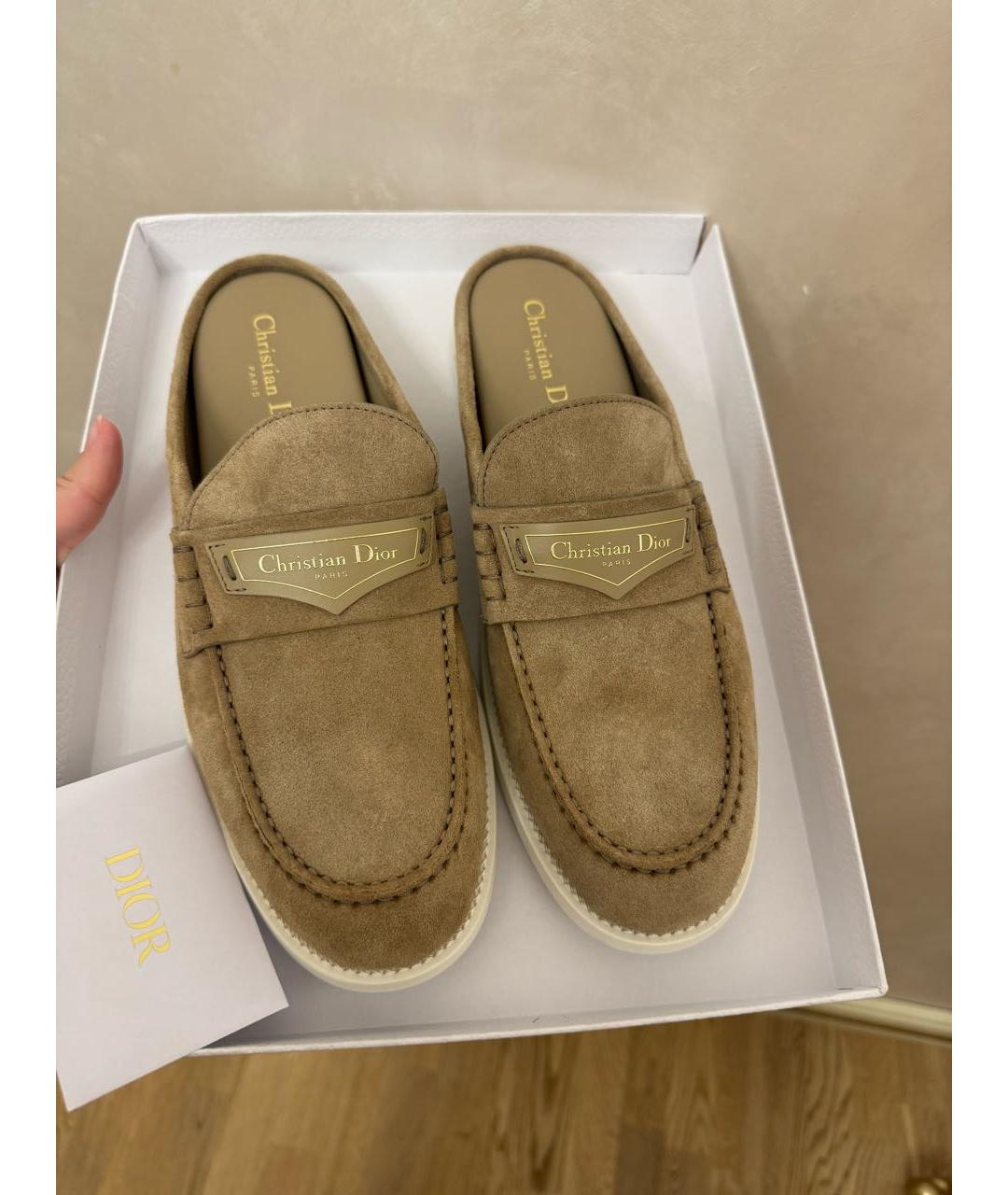 CHRISTIAN DIOR Бежевые замшевые сабо, фото 6