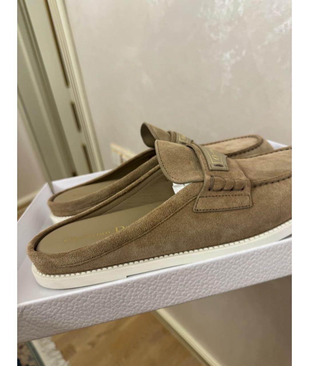 CHRISTIAN DIOR Бежевые замшевые сабо, фото 4