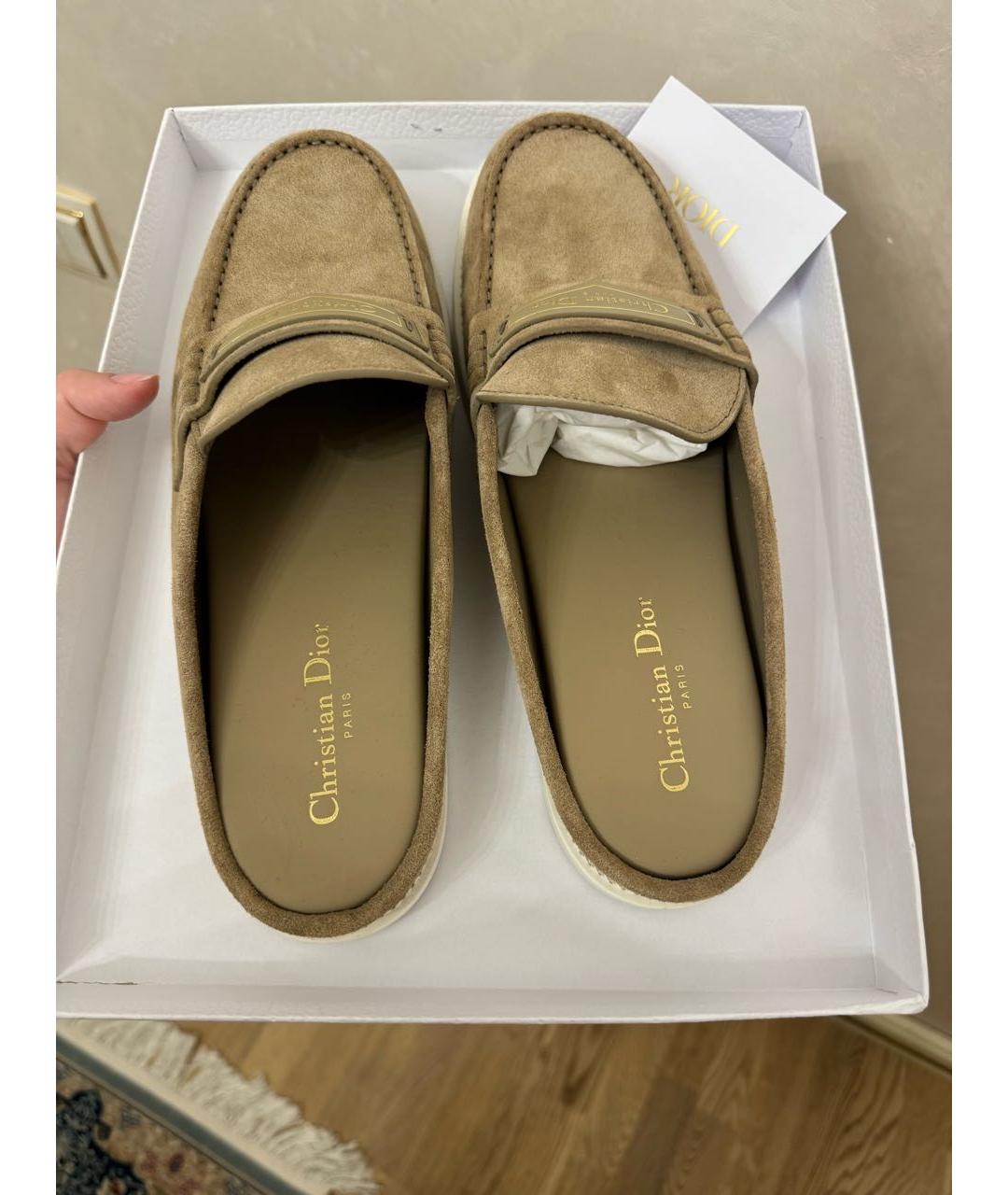 CHRISTIAN DIOR Бежевые замшевые сабо, фото 5