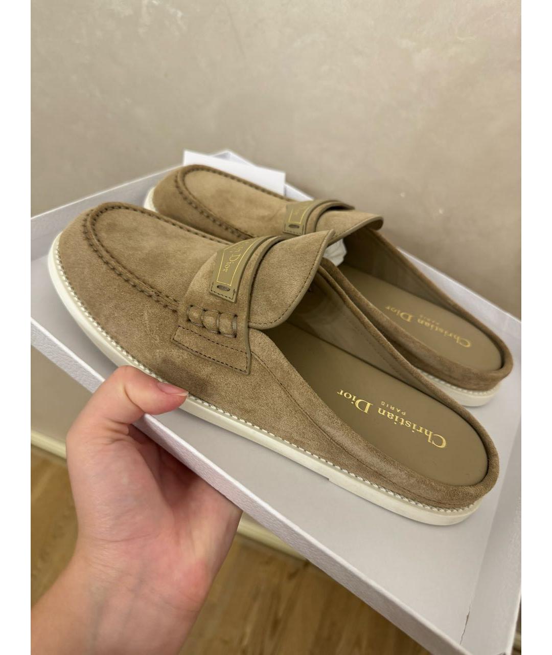 CHRISTIAN DIOR Бежевые замшевые сабо, фото 7