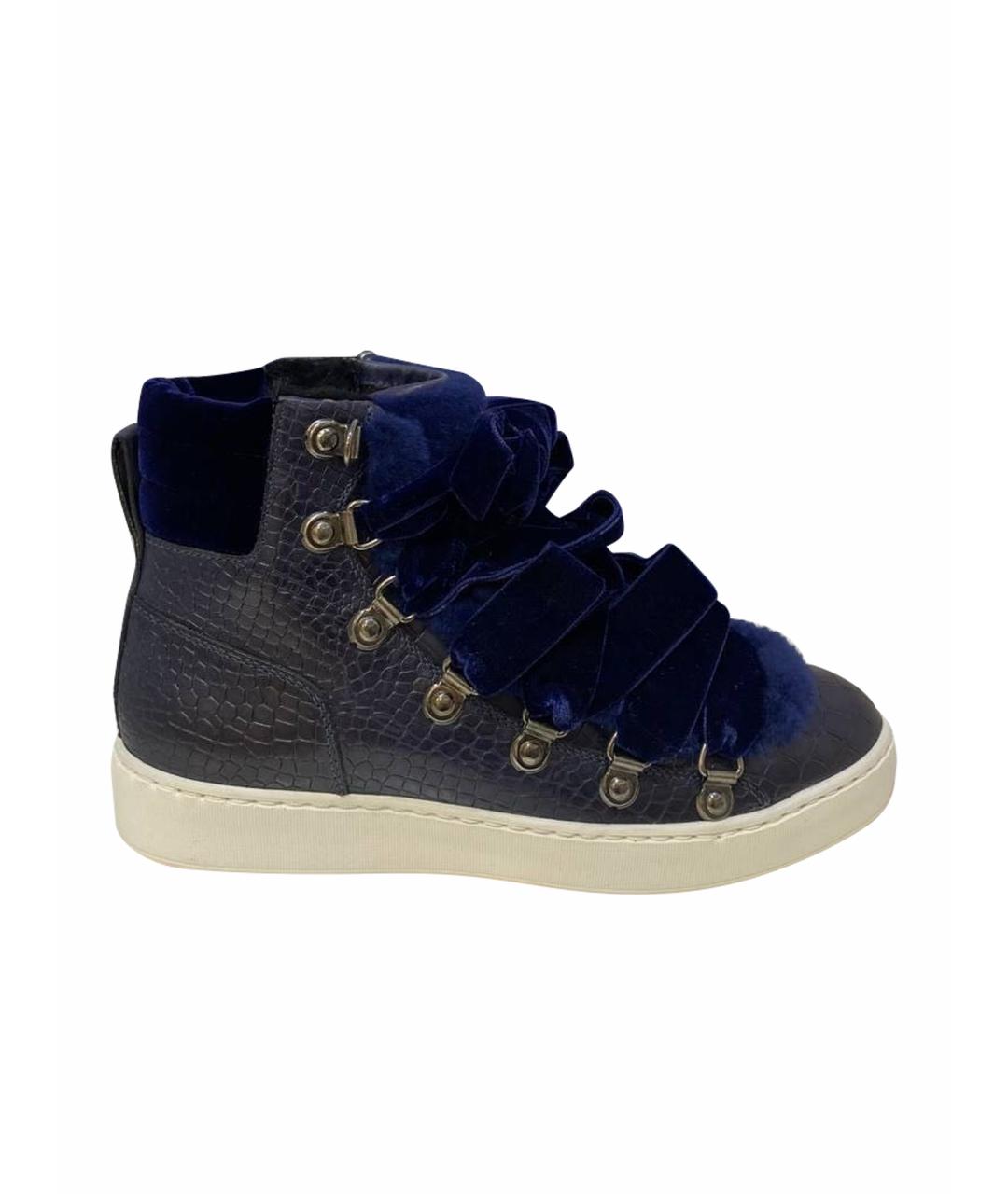 SANTONI Синие кожаные кеды, фото 1